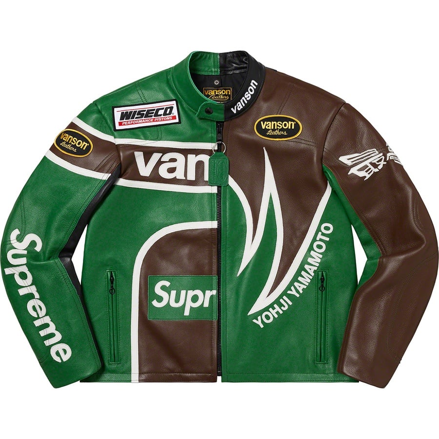 Details on Supreme Yohji Yamamoto Vanson Leathers Split Jacket Green from fall winter
                                                    2022 (Price is $2198)