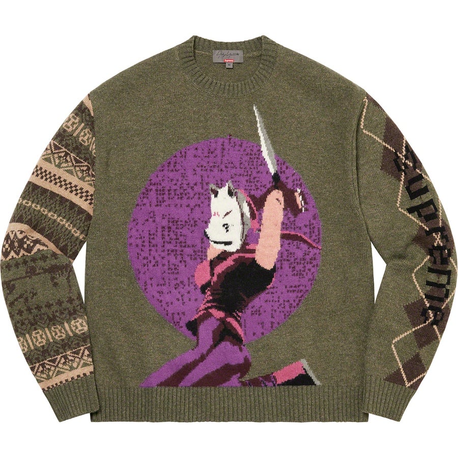 Details on Supreme Yohji Yamamoto TEKKEN™ Sweater Olive from fall winter 2022 (Price is $268)