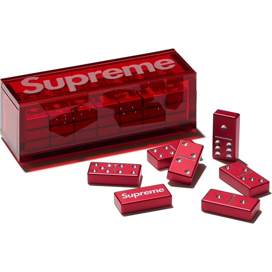 Details on Aluminum Domino Set Red from fall winter
                                                    2022 (Price is $158)