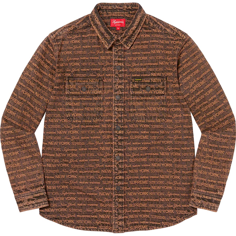 Details on Multi Type Jacquard Denim Shirt Brown from fall winter
                                                    2022 (Price is $148)