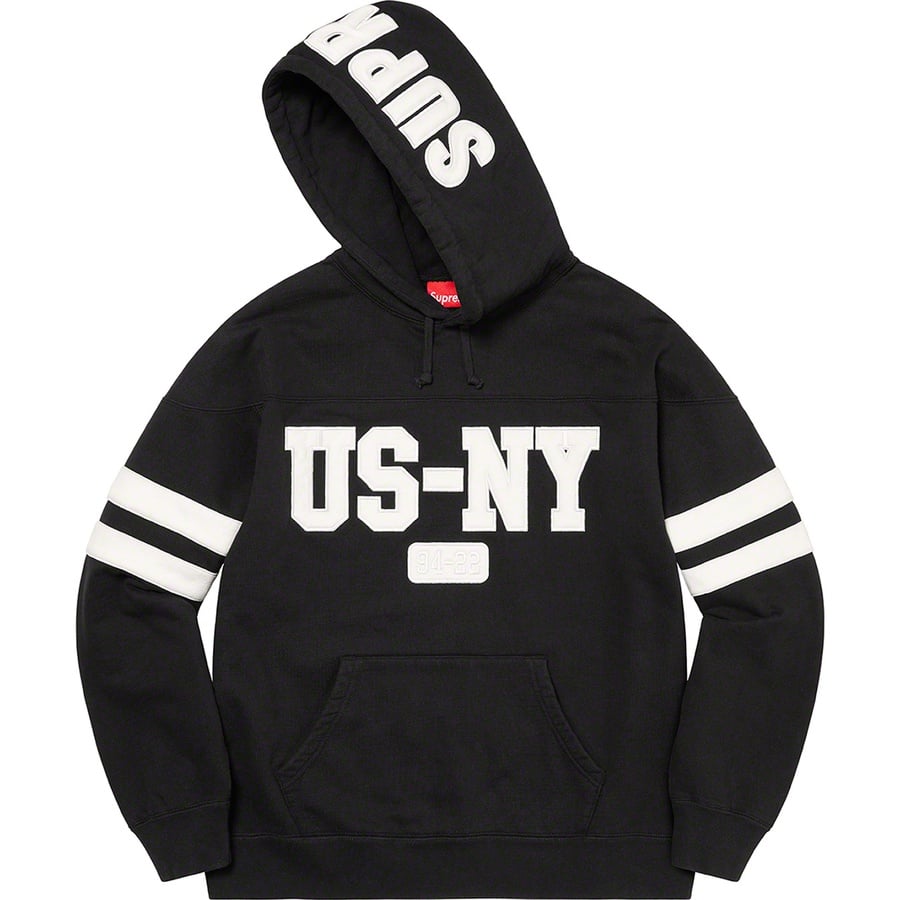 Details on US-NY Hooded Sweatshirt Black from fall winter 2022 (Price is $168)