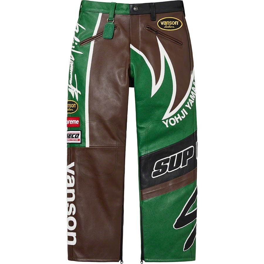 Details on Supreme Yohji Yamamoto Vanson Leathers Split Pant Green from fall winter
                                                    2022 (Price is $1498)