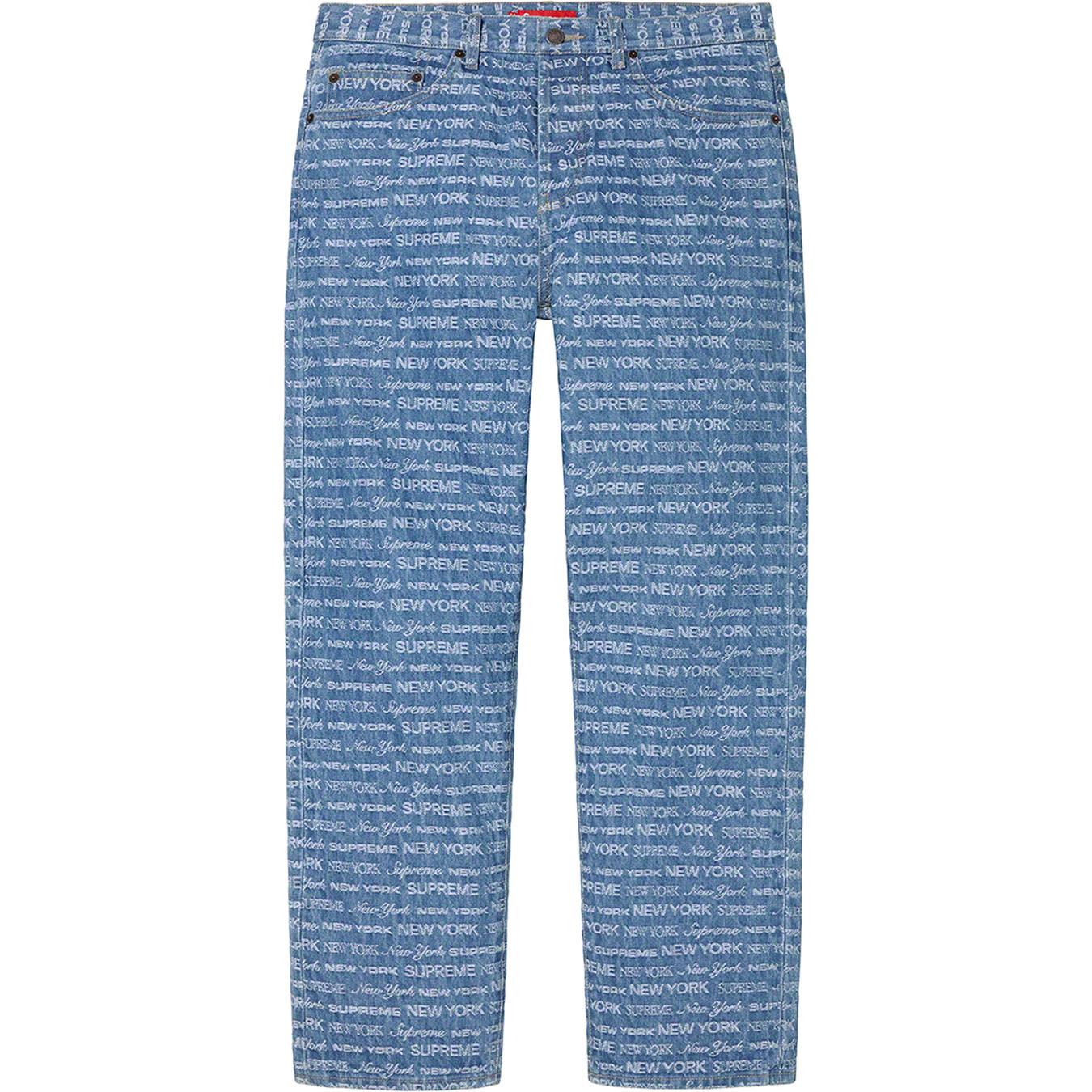 NWT Supreme Multi Type Jacquard Logo Denim Jeans Blue Men's 32 FW22  AUTHENTIC