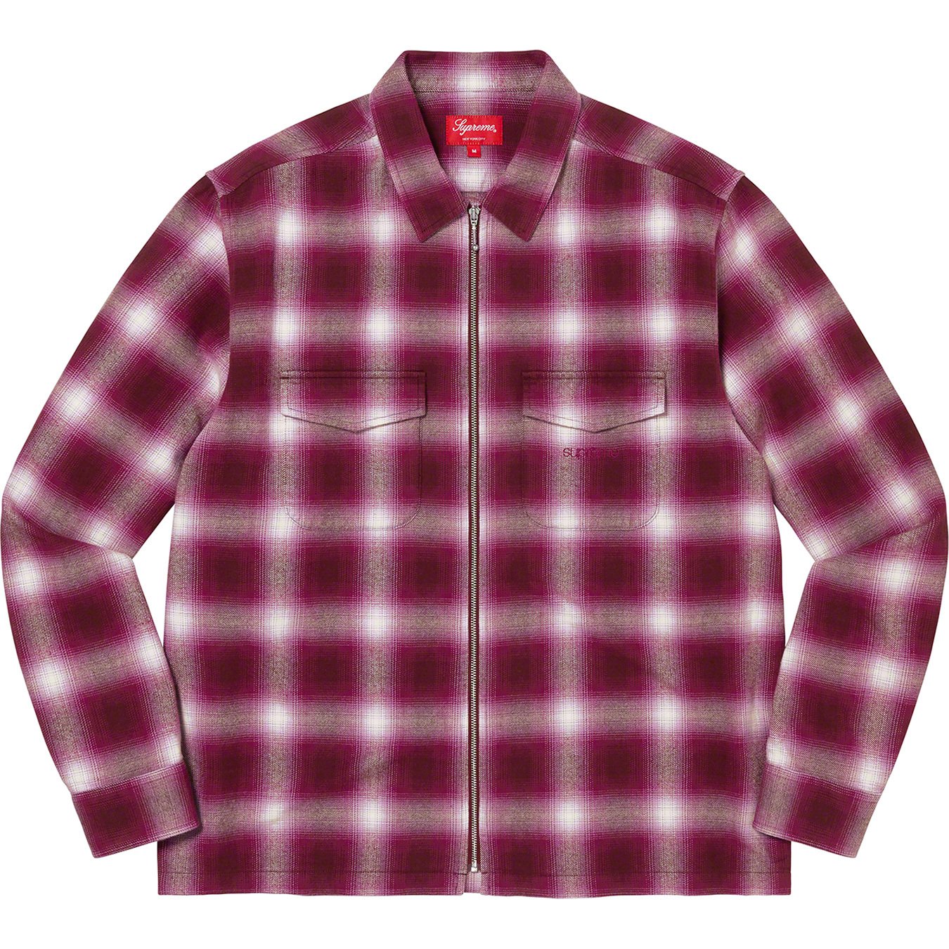 Supreme Shadow Plaid Flannel ZipUp Shirt