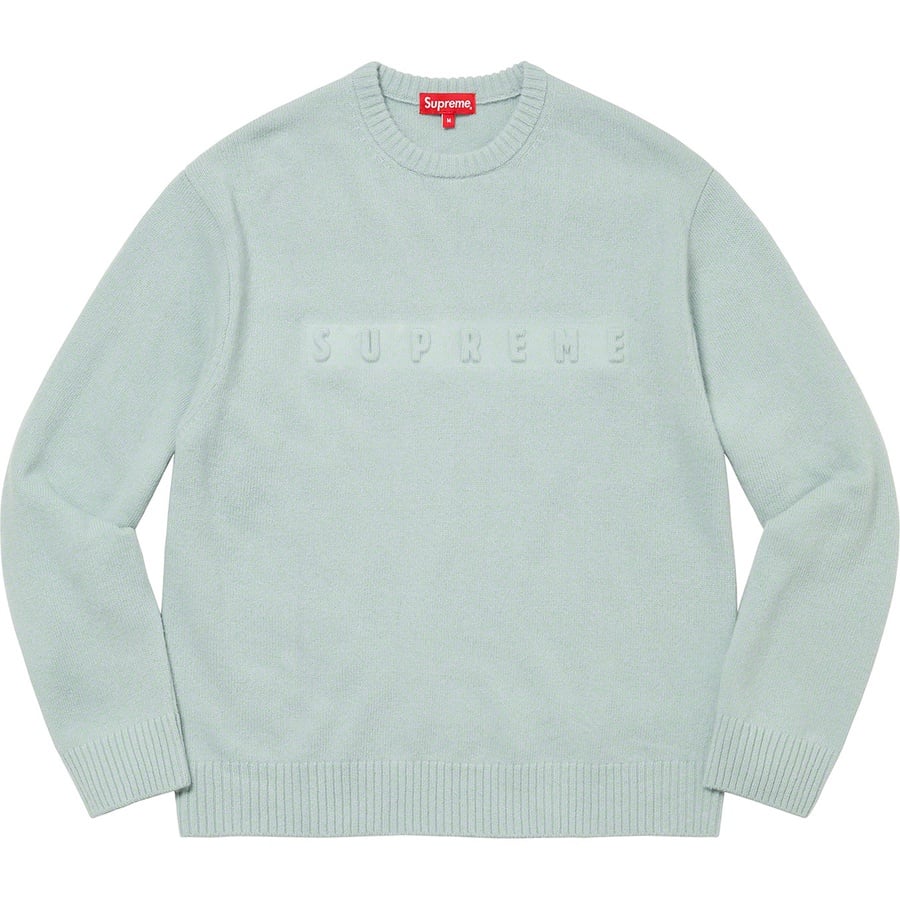 Details on Embossed Sweater Light Blue from fall winter 2022 (Price is $148)