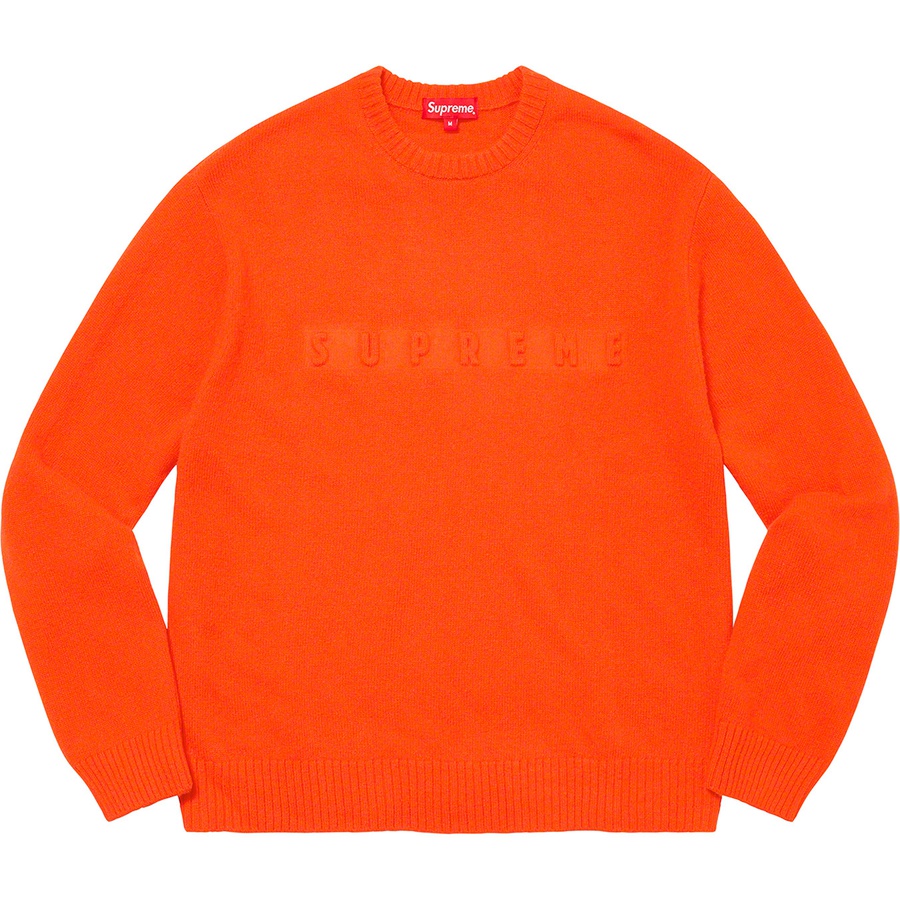 Details on Embossed Sweater Orange from fall winter
                                                    2022 (Price is $148)