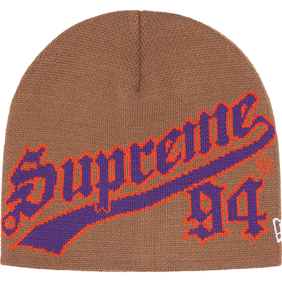 Details on New Era Script Beanie Brown from fall winter 2022 (Price is $40)