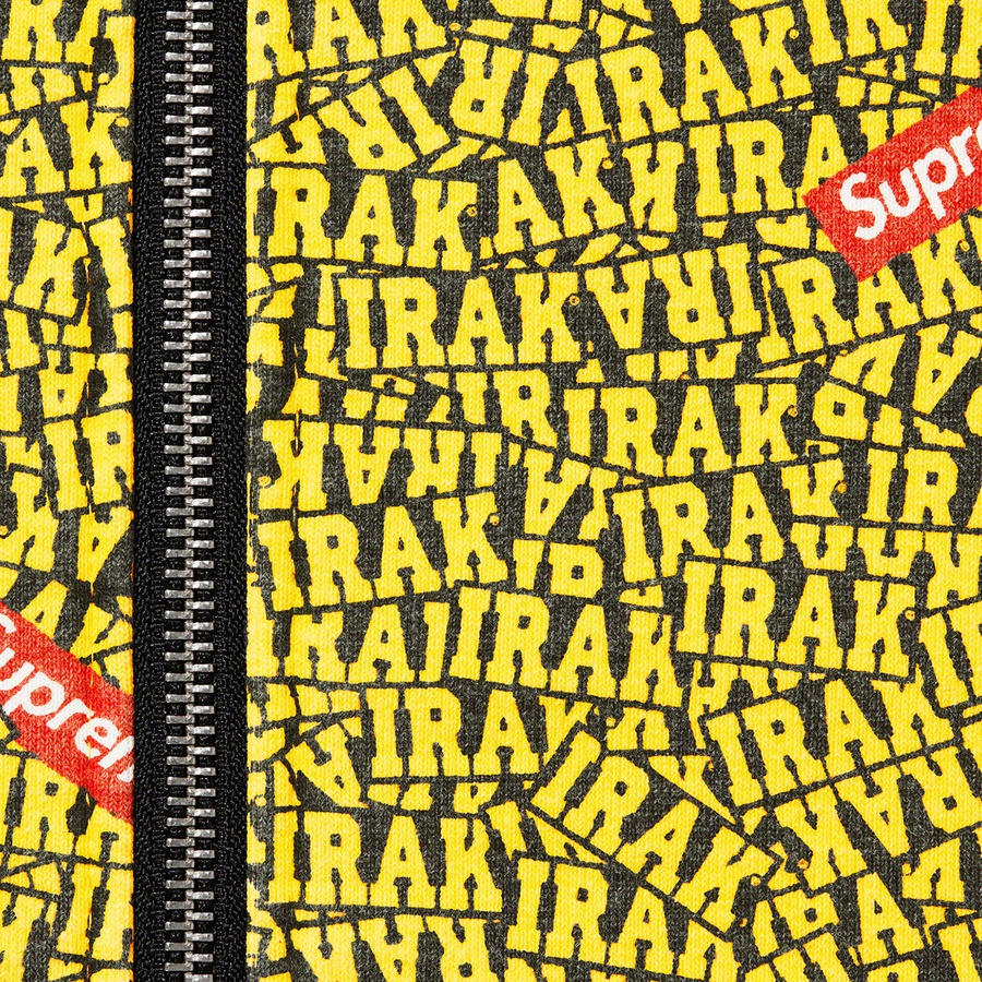 Details on Supreme IRAK Zip UP Hooded Sweatshirt Yellow from fall winter 2022 (Price is $188)