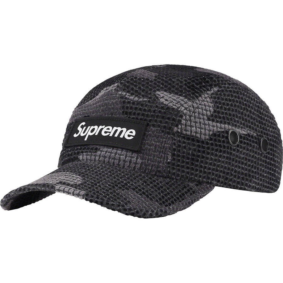 Details on Camo Grid Velvet Camp Cap Black Camo from fall winter
                                                    2022 (Price is $58)