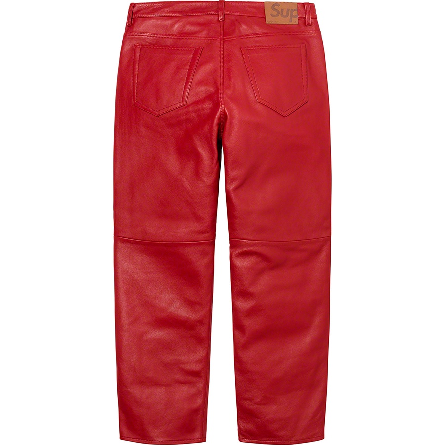 Details on Leather 5-Pocket Jean Red from fall winter 2022 (Price is $398)