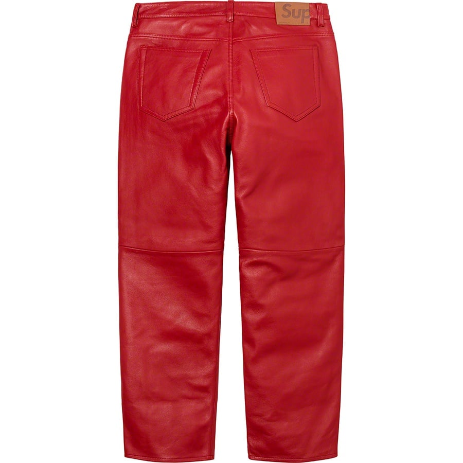 Details on Leather 5-Pocket Jean Red from fall winter
                                                    2022 (Price is $398)