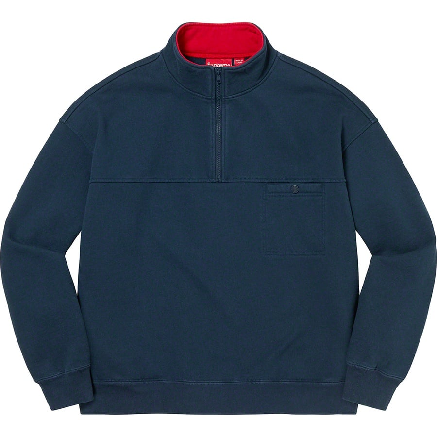 Details on Washed Half Zip Pullover Navy from fall winter
                                                    2022 (Price is $158)