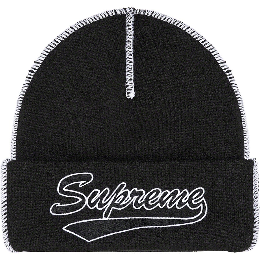 Supreme Contrast Stitch Beanie (FW22) - Black - $38