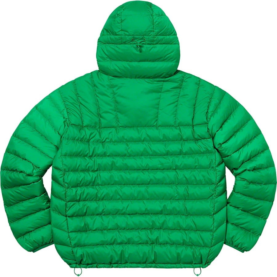 Details on Micro Down Half Zip Hooded Pullover Green from fall winter
                                                    2022 (Price is $238)