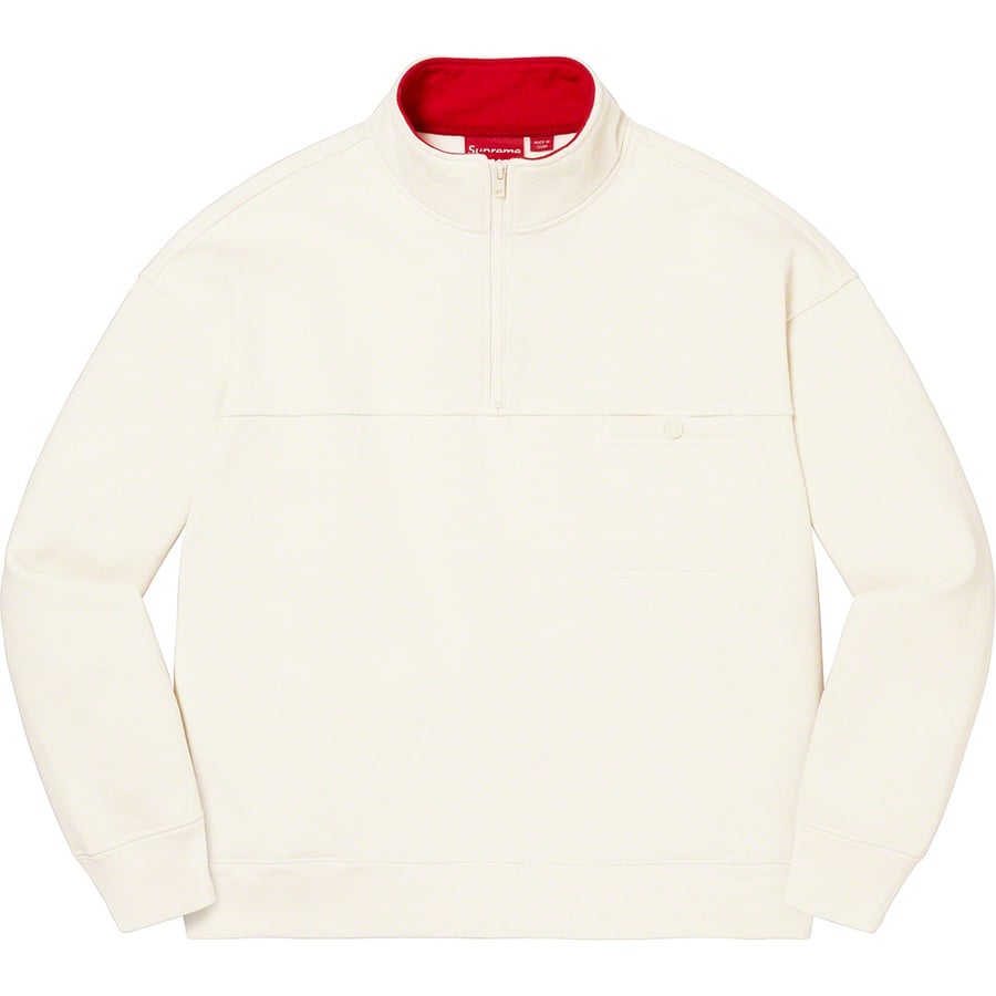 Details on Washed Half Zip Pullover Stone from fall winter
                                                    2022 (Price is $158)