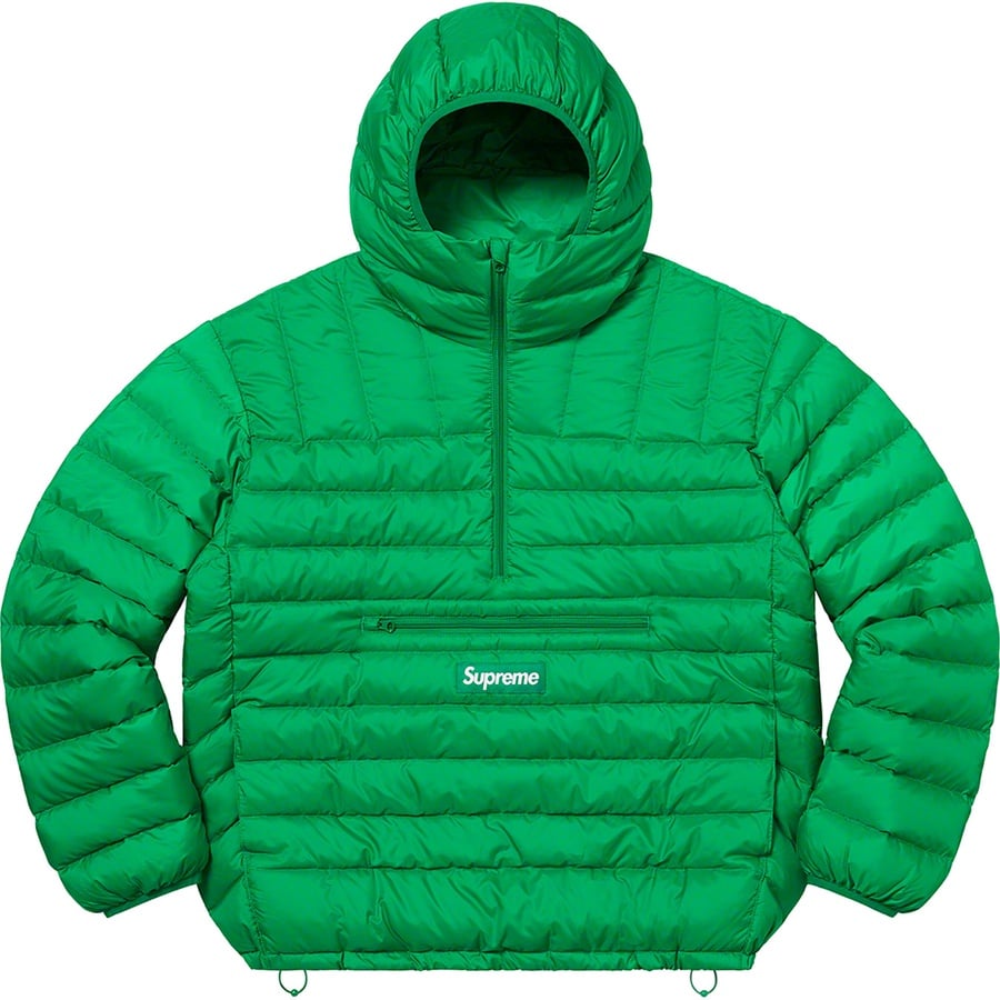 Details on Micro Down Half Zip Hooded Pullover Green from fall winter
                                                    2022 (Price is $238)