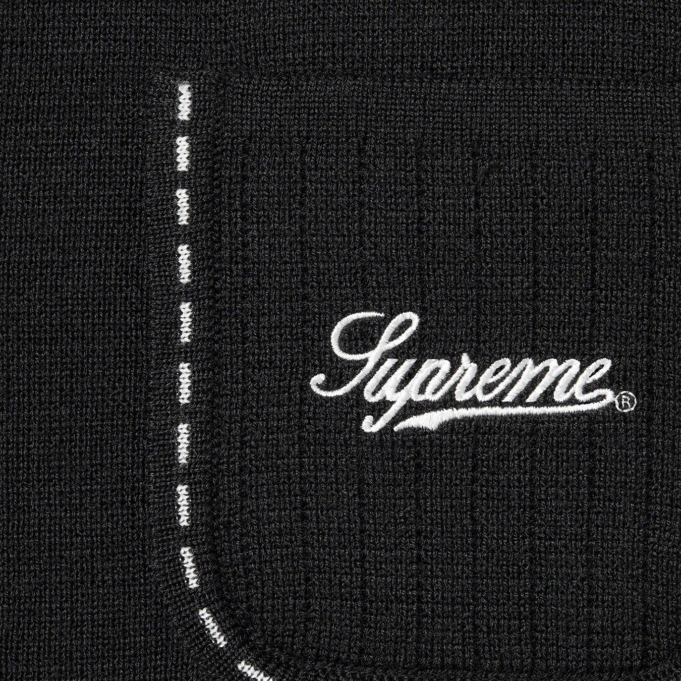 Supreme Contrast Stitch Button Up Black-