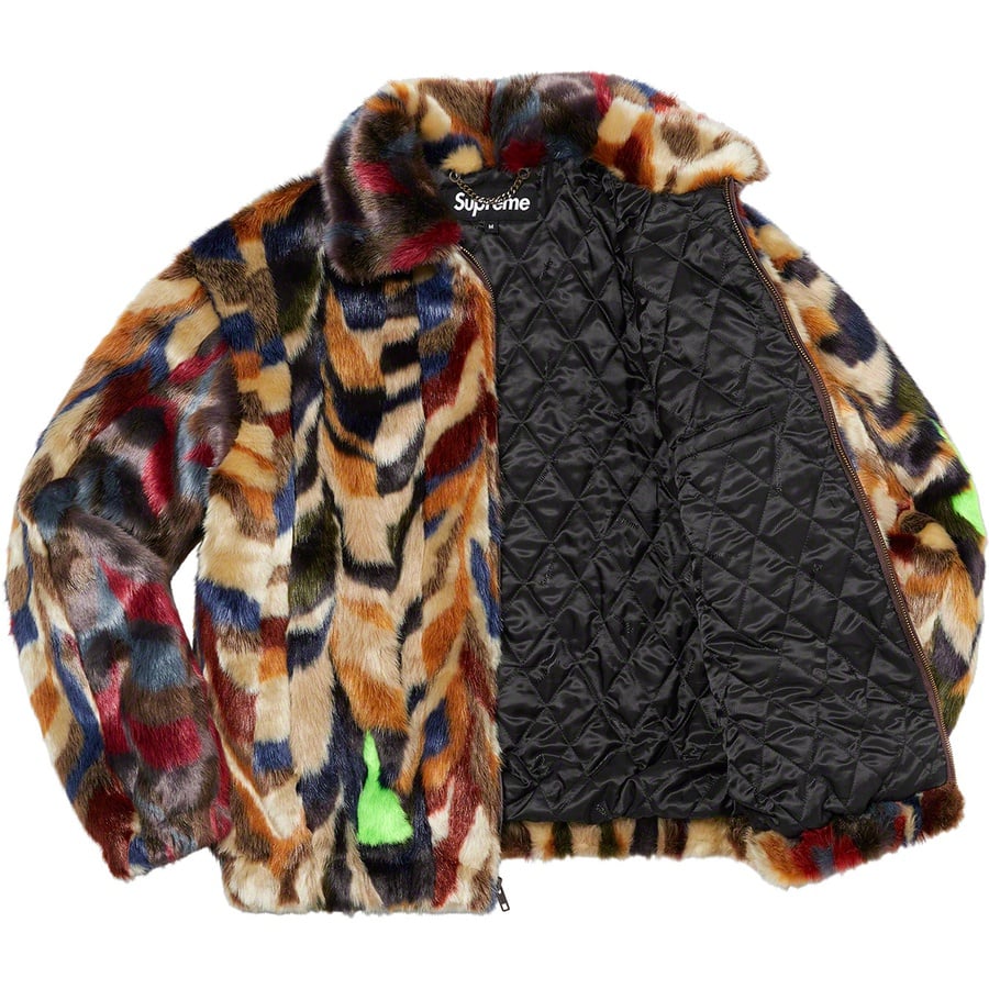 Details on Multicolor Faux Fur Bomber Jacket Multicolor from fall winter
                                                    2022 (Price is $498)