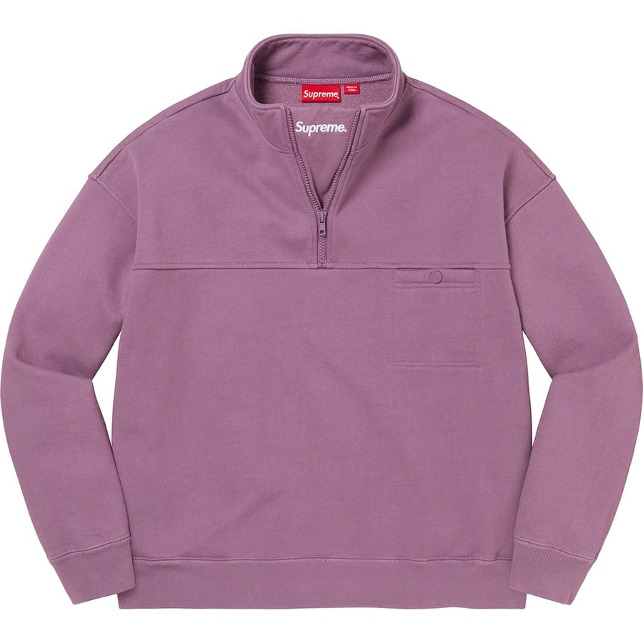 Details on Washed Half Zip Pullover Dusty Purple from fall winter 2022 (Price is $158)