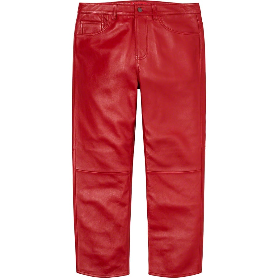 Details on Leather 5-Pocket Jean Red from fall winter
                                                    2022 (Price is $398)