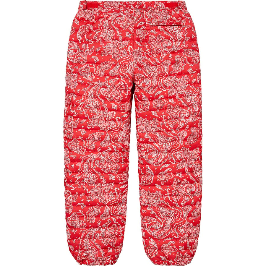 Details on Micro Down Pant Red Paisley  from fall winter
                                                    2022 (Price is $188)