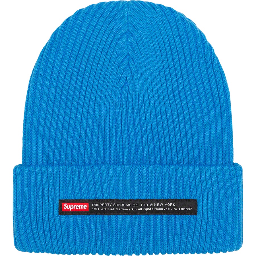 Details on Property Label Beanie Bright Blue from fall winter 2022 (Price is $38)