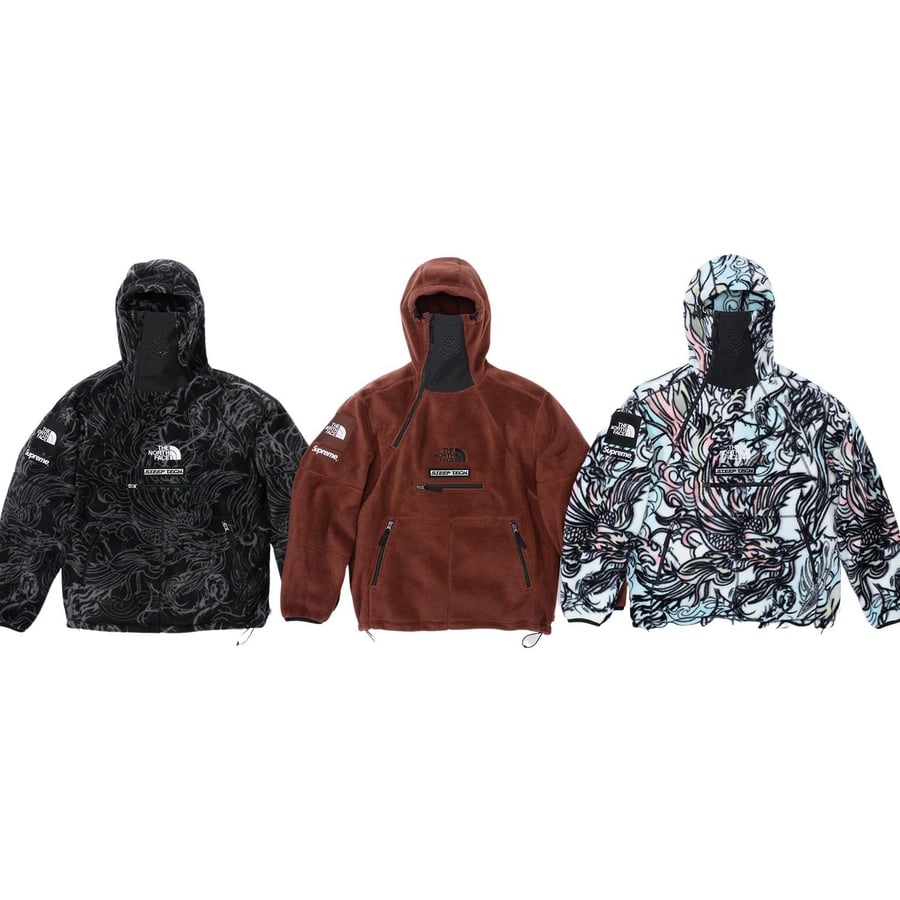 Details on Supreme The North Face Steep Tech Fleece Pullover from fall winter 2022 (Price is $288)