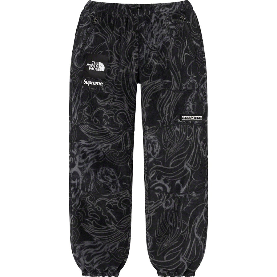Details on Supreme The North Face Steep Tech Fleece Pant Black Dragon from fall winter
                                                    2022 (Price is $188)
