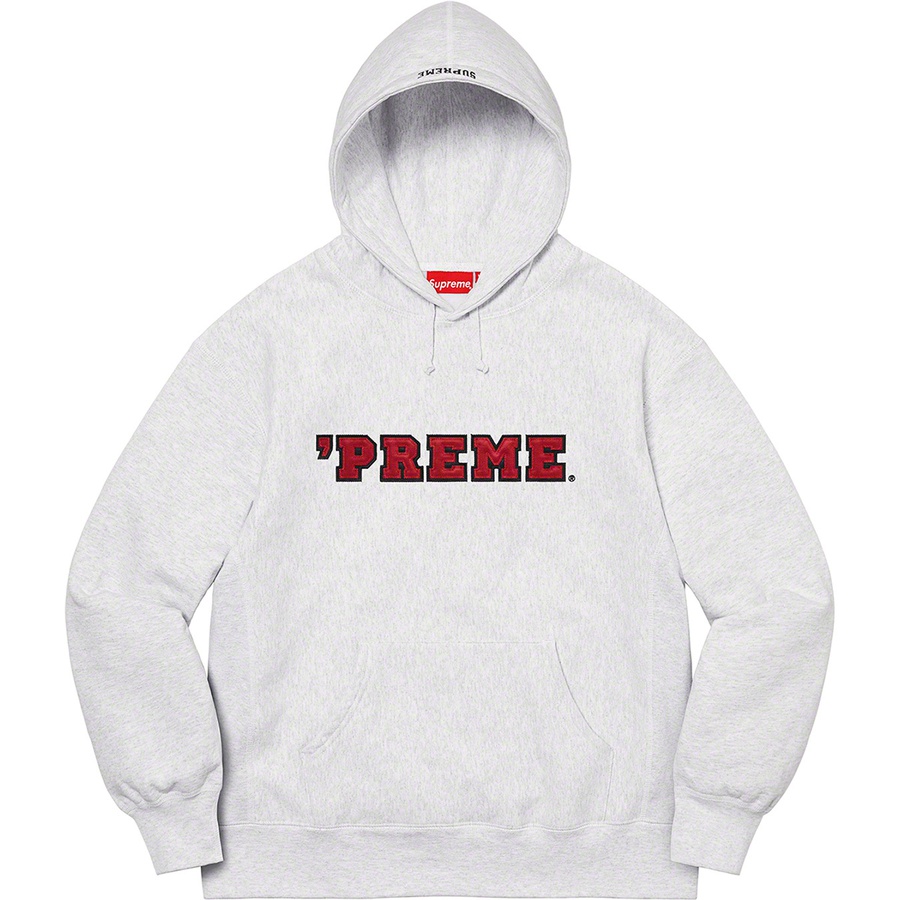 Details on Preme Hooded Sweatshirt Ash Grey from fall winter
                                                    2022 (Price is $158)