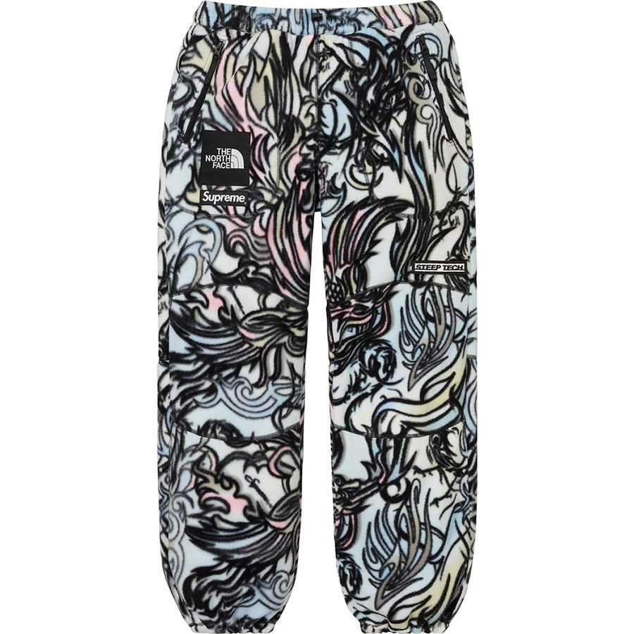 Details on Supreme The North Face Steep Tech Fleece Pant Multicolor Dragon from fall winter
                                                    2022 (Price is $188)