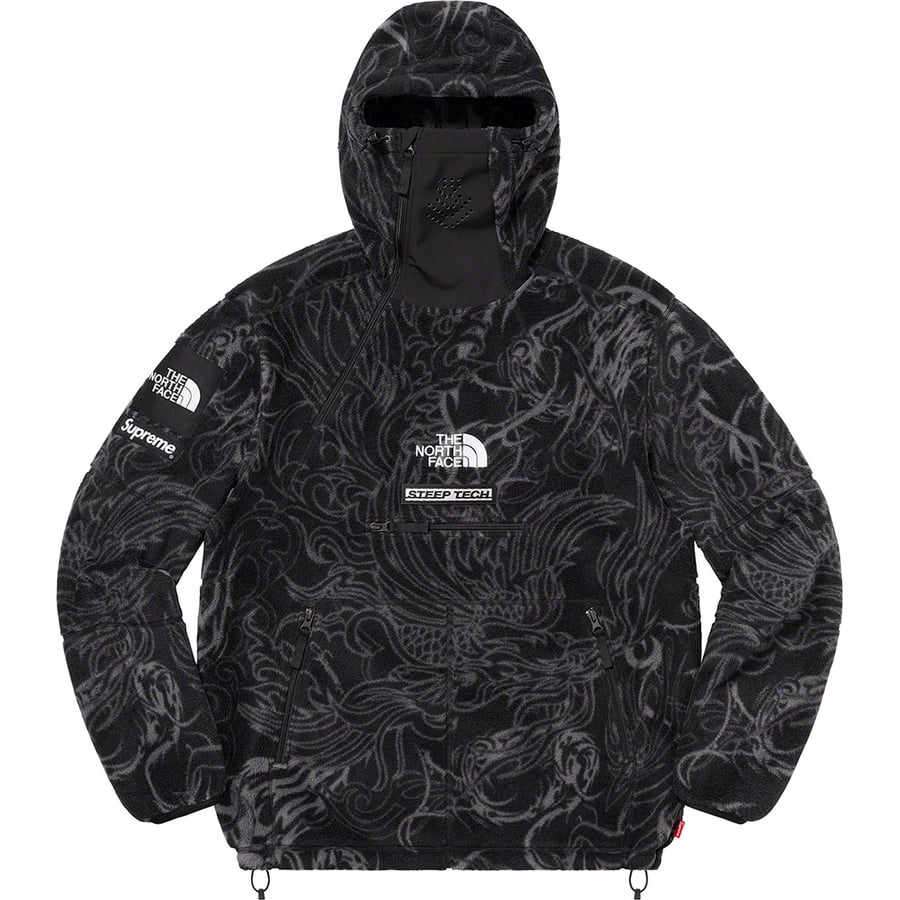 Details on Supreme The North Face Steep Tech Fleece Pullover Black Dragon from fall winter
                                                    2022 (Price is $288)