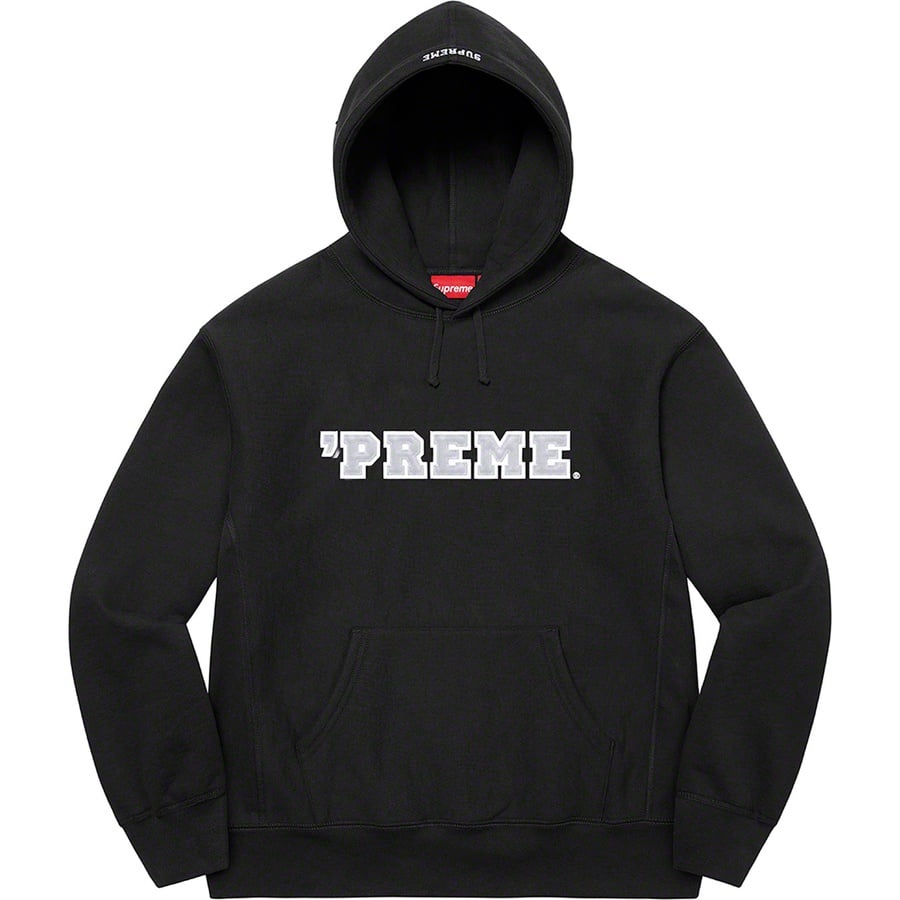 Details on Preme Hooded Sweatshirt Black from fall winter 2022 (Price is $158)