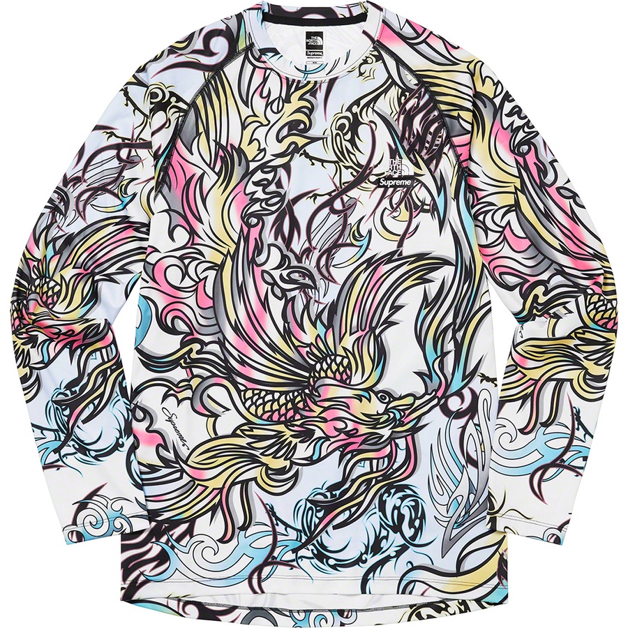 Details on Supreme The North Face Base Layer L S Top Multicolor Dragon from fall winter 2022 (Price is $88)