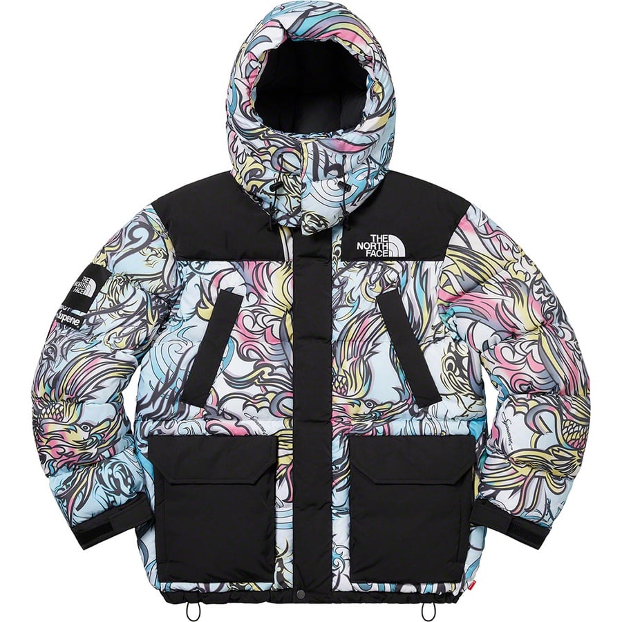 Details on Supreme The North Face 700-Fill Down Parka Multicolor Dragon from fall winter
                                                    2022 (Price is $598)