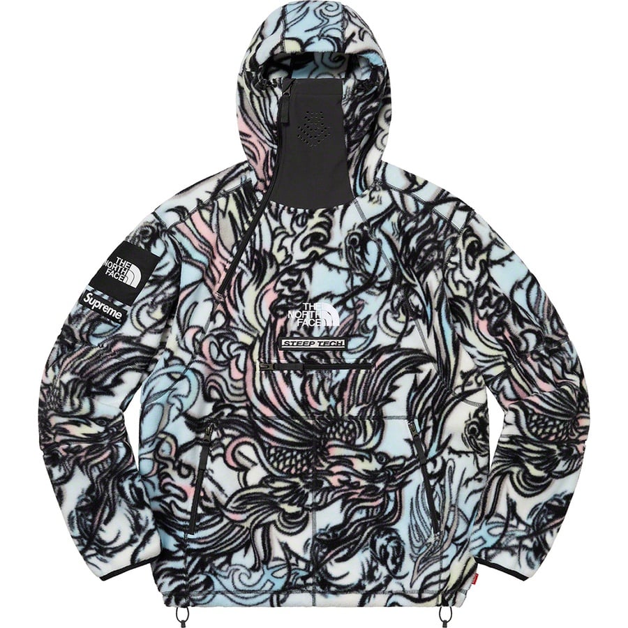 Details on Supreme The North Face Steep Tech Fleece Pullover Multicolor Dragon from fall winter 2022 (Price is $288)
