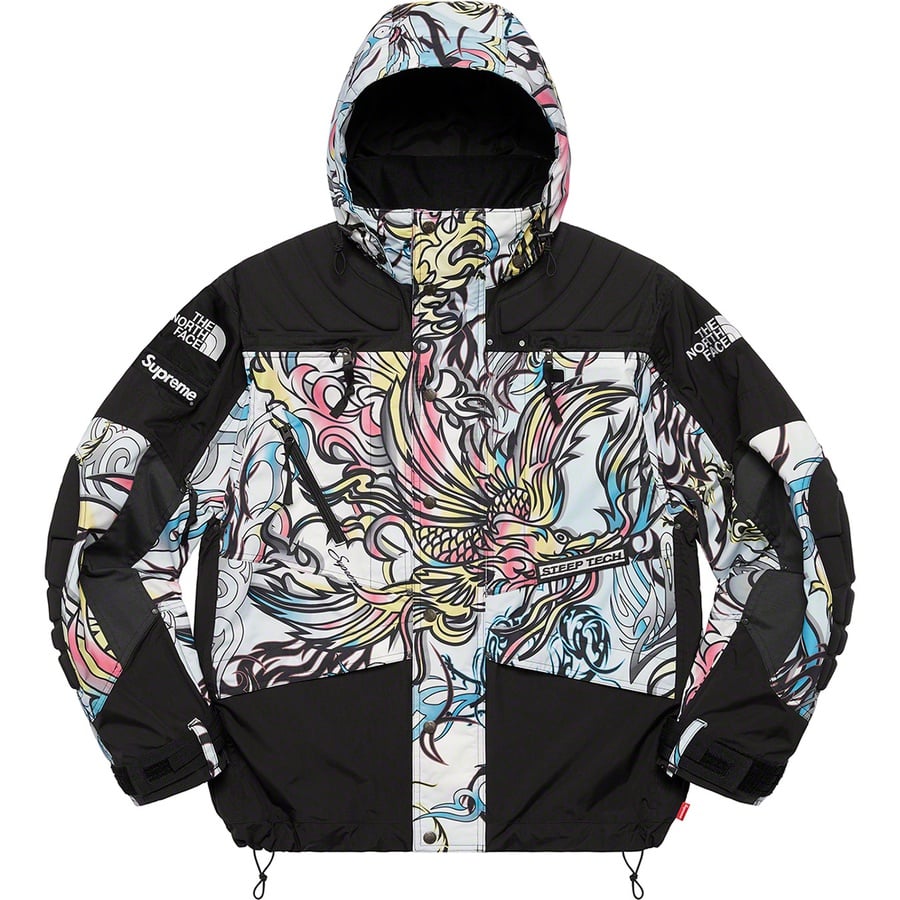 Details on Supreme The North Face Steep Tech Apogee Jacket Multicolor Dragon from fall winter
                                                    2022 (Price is $398)