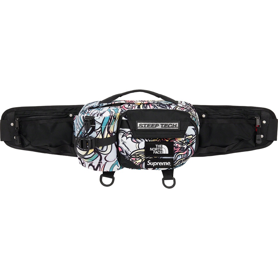Details on Supreme The North Face Steep Tech Waist Bag Multicolor Dragon from fall winter
                                                    2022 (Price is $118)