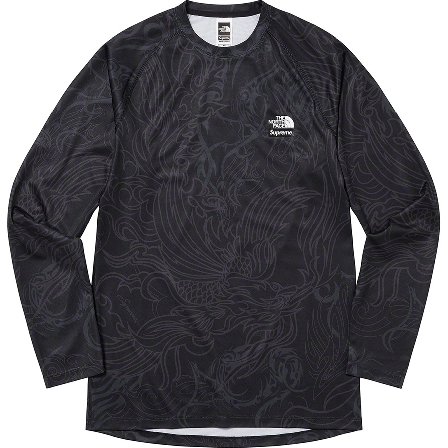 Details on Supreme The North Face Base Layer L S Top Black Dragon from fall winter 2022 (Price is $88)