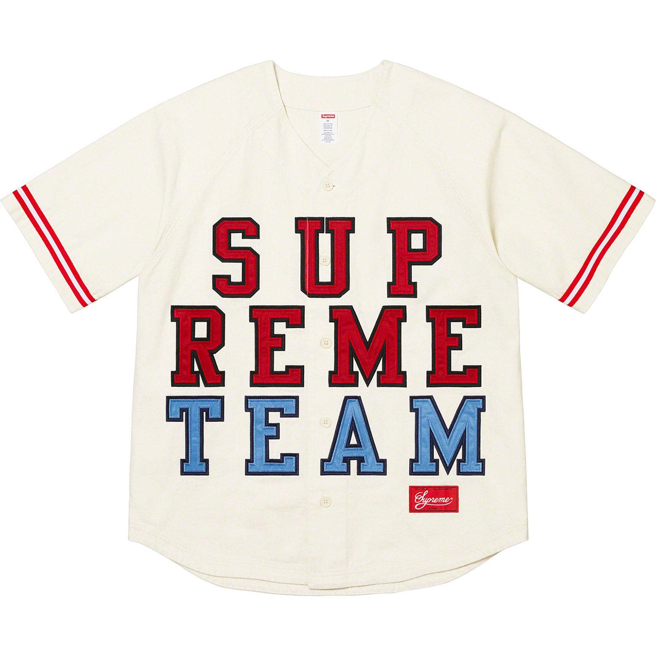 Supreme, Tops, Louis Vuitton Red Denim Baseball Jersey