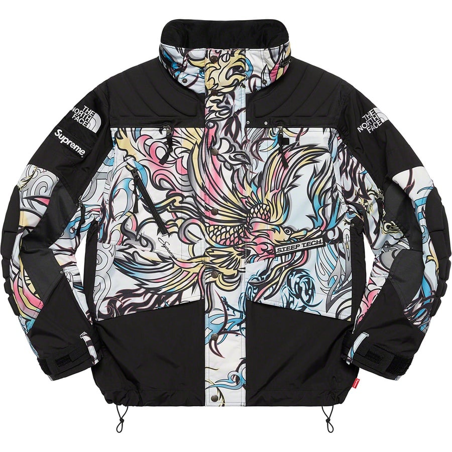 Details on Supreme The North Face Steep Tech Apogee Jacket Multicolor Dragon from fall winter
                                                    2022 (Price is $398)