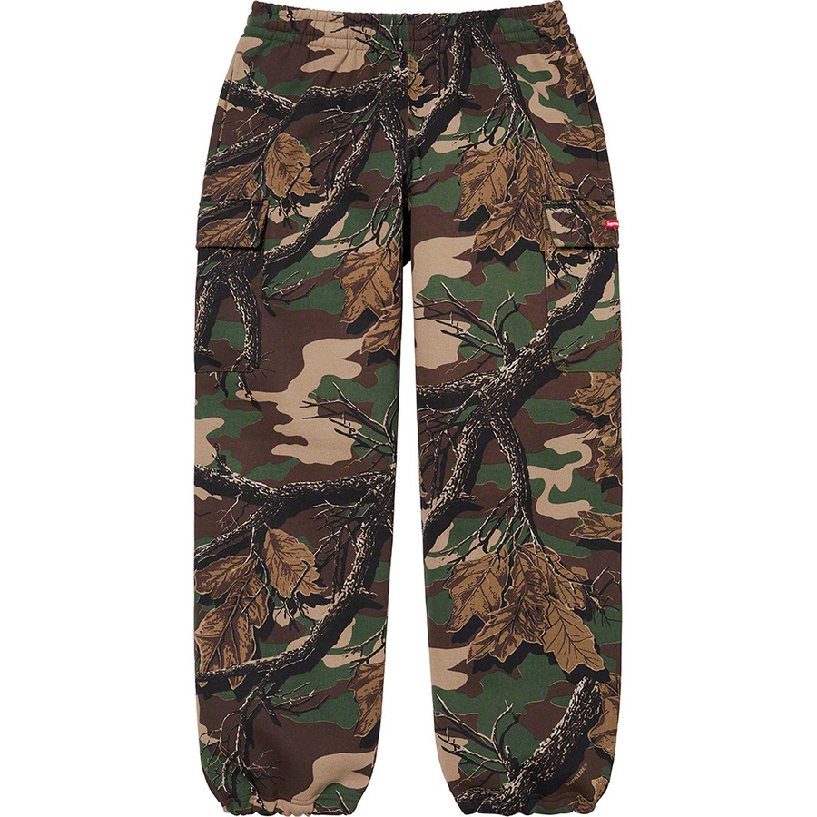 Details on Small Box Cargo Sweatpant Branch Woodland Camo from fall winter
                                                    2022 (Price is $158)