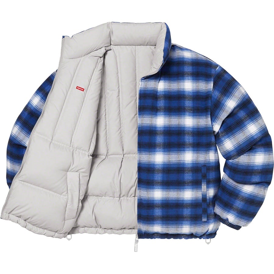 Details on Flannel Reversible Puffer Jacket Grey from fall winter
                                                    2022 (Price is $298)