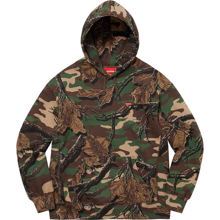 Details on Small Box Hooded Sweatshirt Branch Woodland Camo from fall winter 2022 (Price is $148)