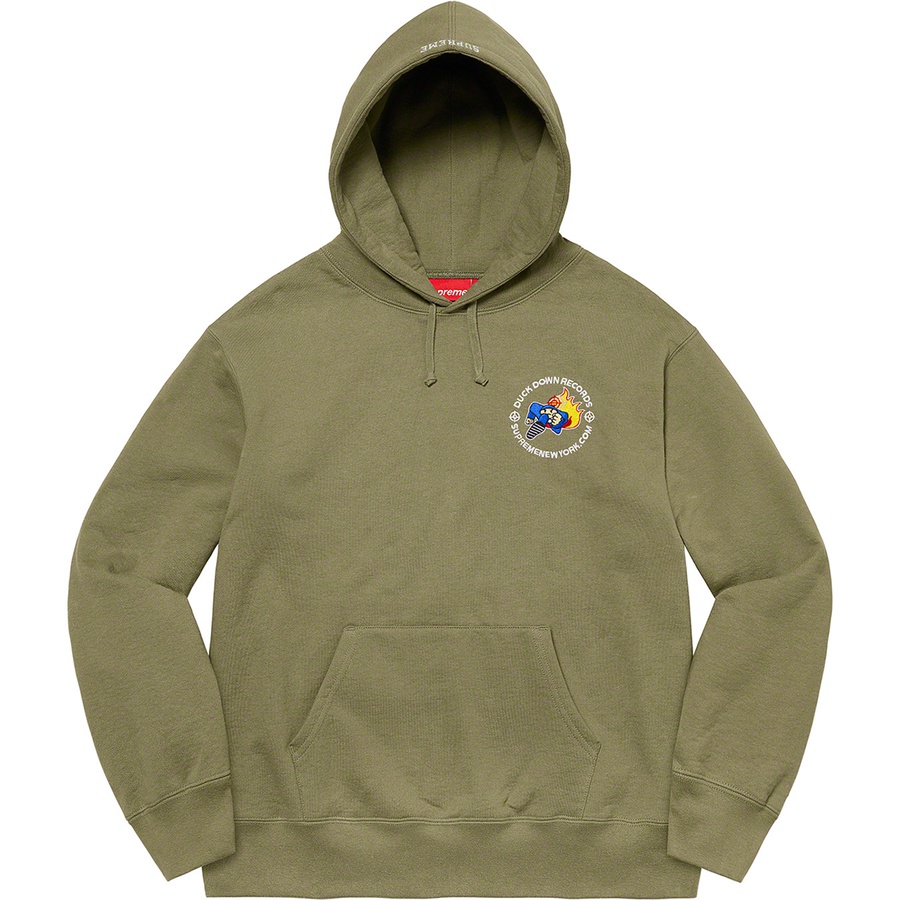 Supreme Duck Down Records Hooded Sweatshirt (FW22) - Light Olive - $178