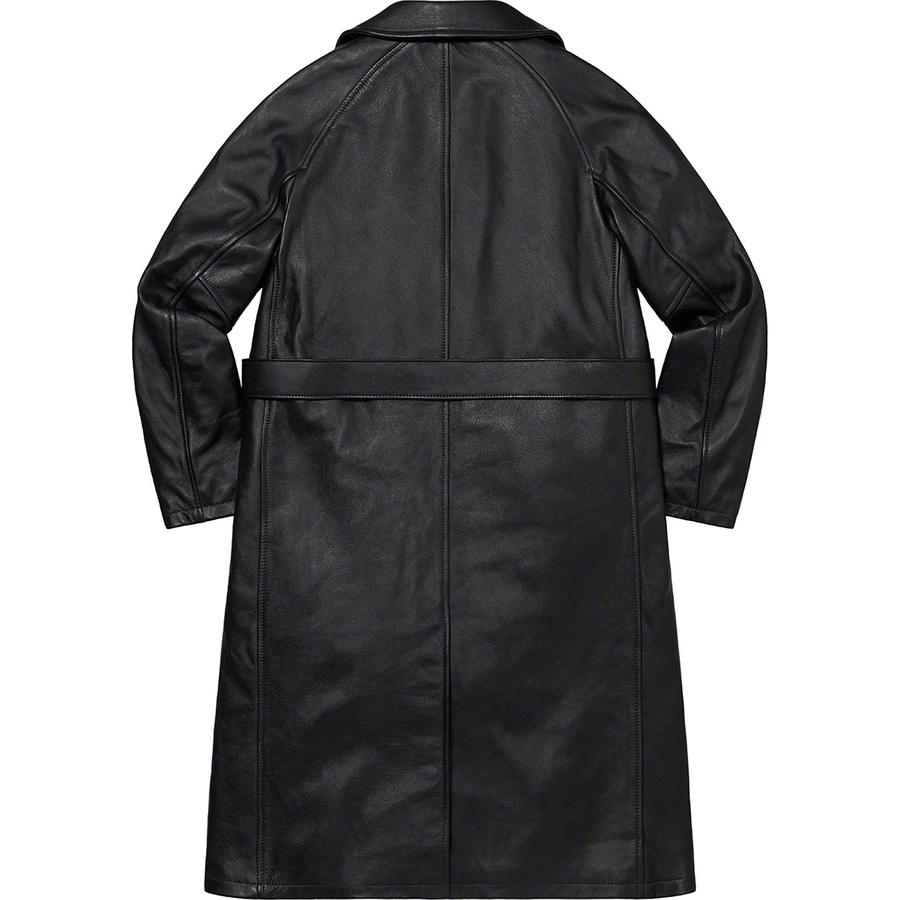 Details on Supreme Schott Leather Trench Coat Black from fall winter 2022 (Price is $1498)