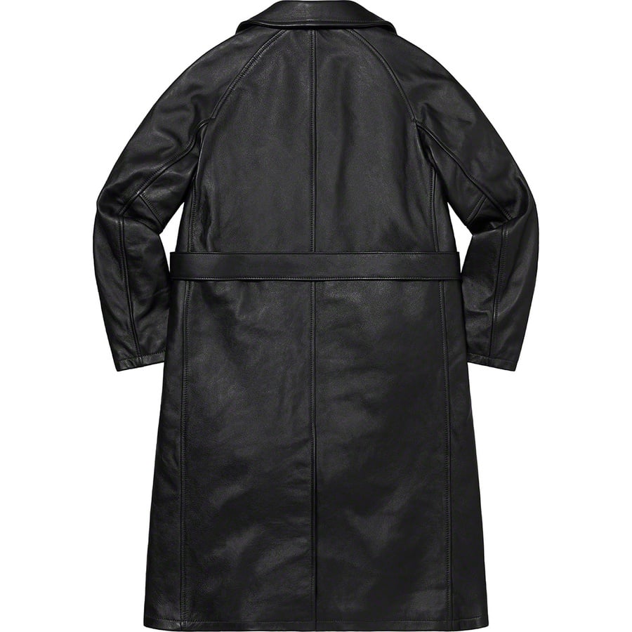 Details on Supreme Schott Leather Trench Coat Black from fall winter
                                                    2022 (Price is $1498)