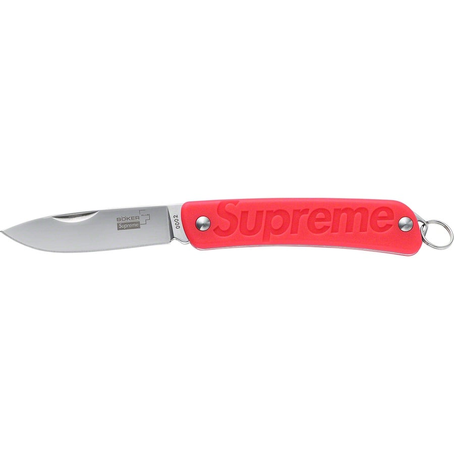 Details on Supreme Boker Glow-in-the-Dark Keychain Knife Glow-in-the-Dark Red from fall winter
                                                    2022 (Price is $52)