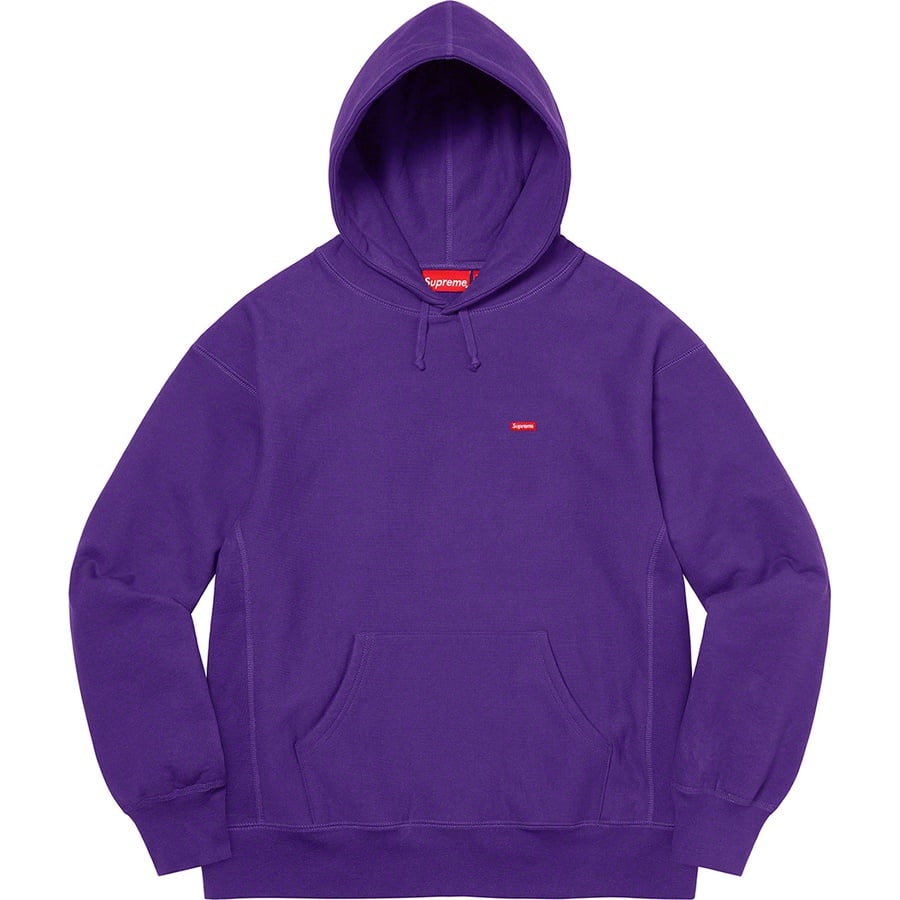 Details on Small Box Hooded Sweatshirt Purple from fall winter 2022 (Price is $148)