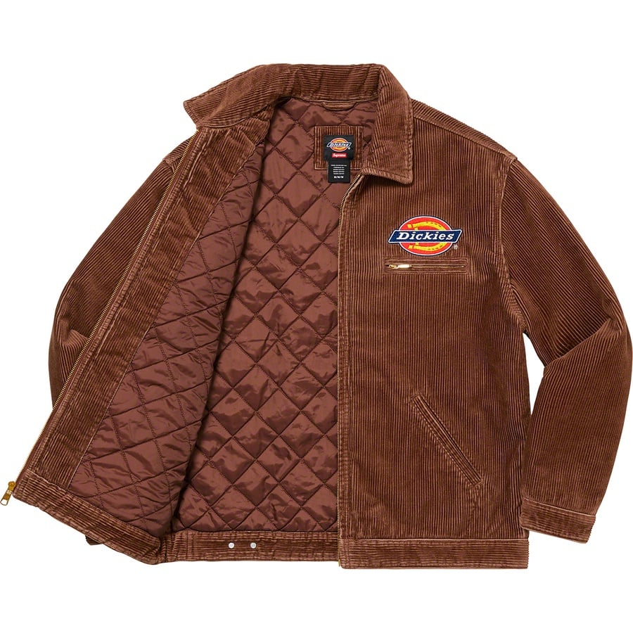 Details on Supreme Dickies Corduroy Work Jacket Brown from fall winter 2022 (Price is $168)