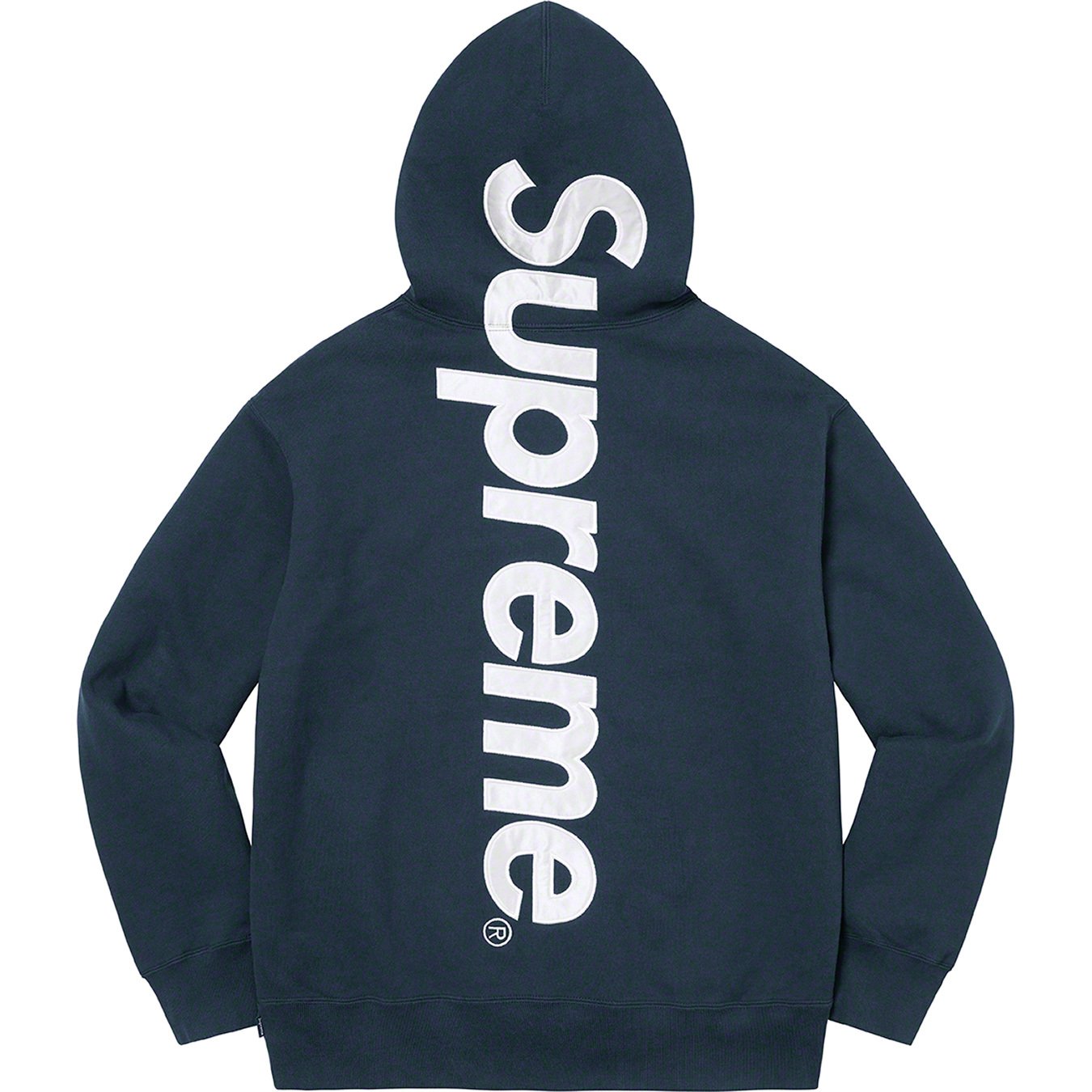 Satin Appliqué Hooded Sweatshirt Navy XL-